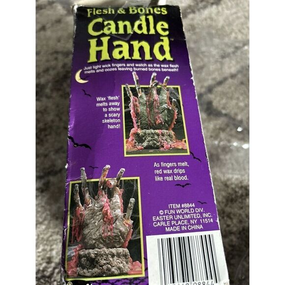 Vintage Halloween Candle Flesh And Bones Blood Dripping Hand Fun World Used - Picture 1 of 6